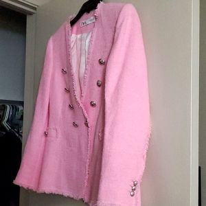 Zara pink tweed blazer